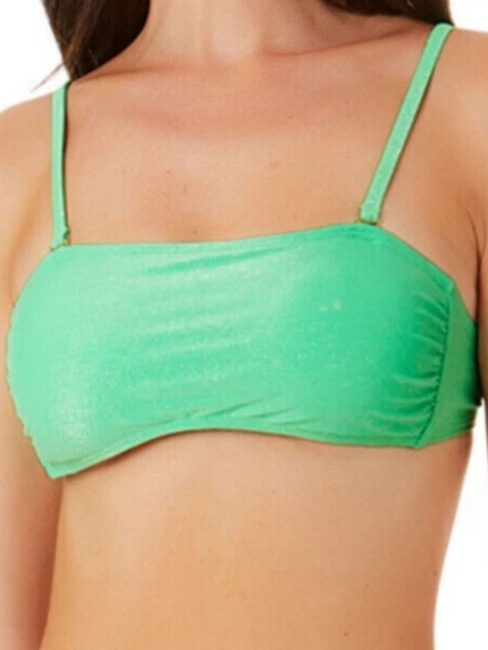 California Waves Juniors' Metallic Bandeau Bikini Swim Top, Mint Green